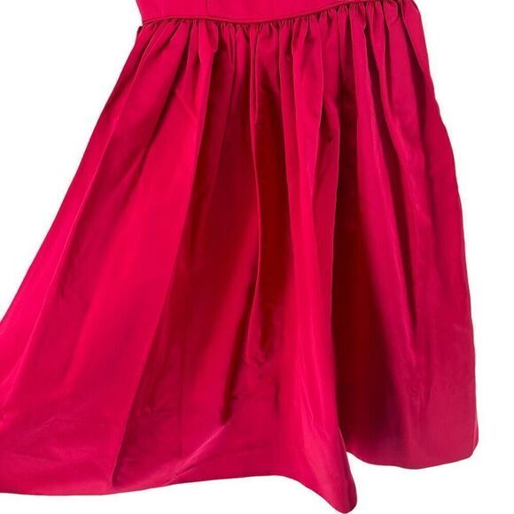 1960s Party Dress Berry Red Bow Back Sleeveless Flare Skirt Monterey Modes XS - Picture 5 of 13